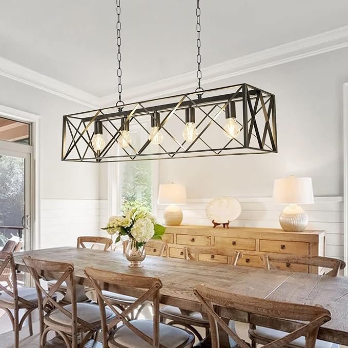 5-Light Industrial Kitchen Island Pendant Light Fixture